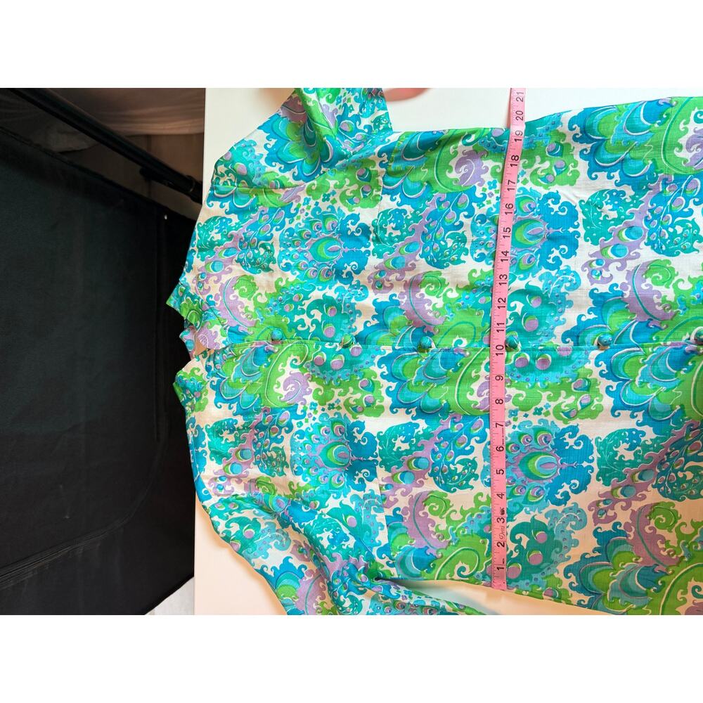Vintage Hand Woven 100% Thai Silk Kaftan Dress S/M Mandarin Collar Psychedelic - Picture 12 of 14